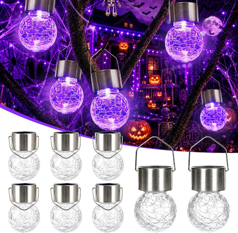GIGALUMI Solar Hanging Lights Outside Halloween Decoration Lanterns 8 PC