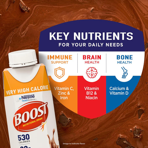 BOOST Very High Calorie Nutritional Drink, Variety Pack, 8 Fl Oz, 24 pk