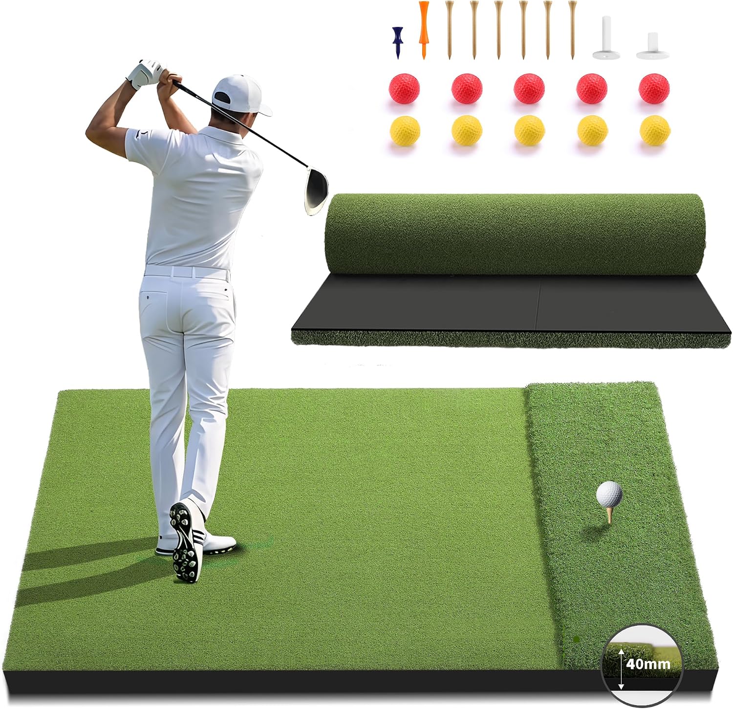 Fanshaw Dual/Tri Turf Golf Mat 5x4/6x4ft 40-50mm Thickened for Practice