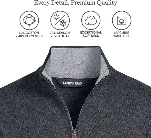 Lands' End Men's Quarter Zip Pullover Sweater