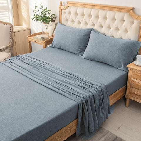PURE ERA Jersey Knit Sheet Set Heather Blueish Grey California King