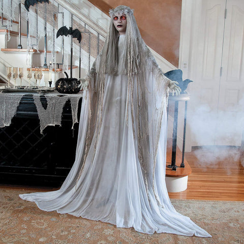 Fun Express Spooky Standing Ghost Girl Animated Halloween Decoration, 5.7ft