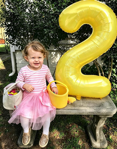 7 Balloon Numbers Birthday Decorations, 40In Yellow Balloons for Men Women