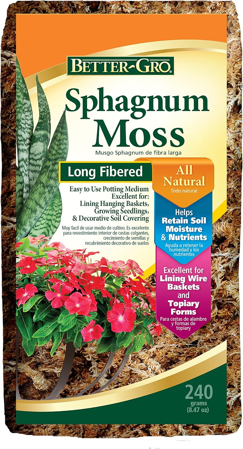 Better-Gro Long-Fiber Sphagnum Moss for Plants, Reptiles & Terrariums- 240g