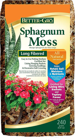 Better-Gro Long-Fiber Sphagnum Moss for Plants, Reptiles & Terrariums- 240g