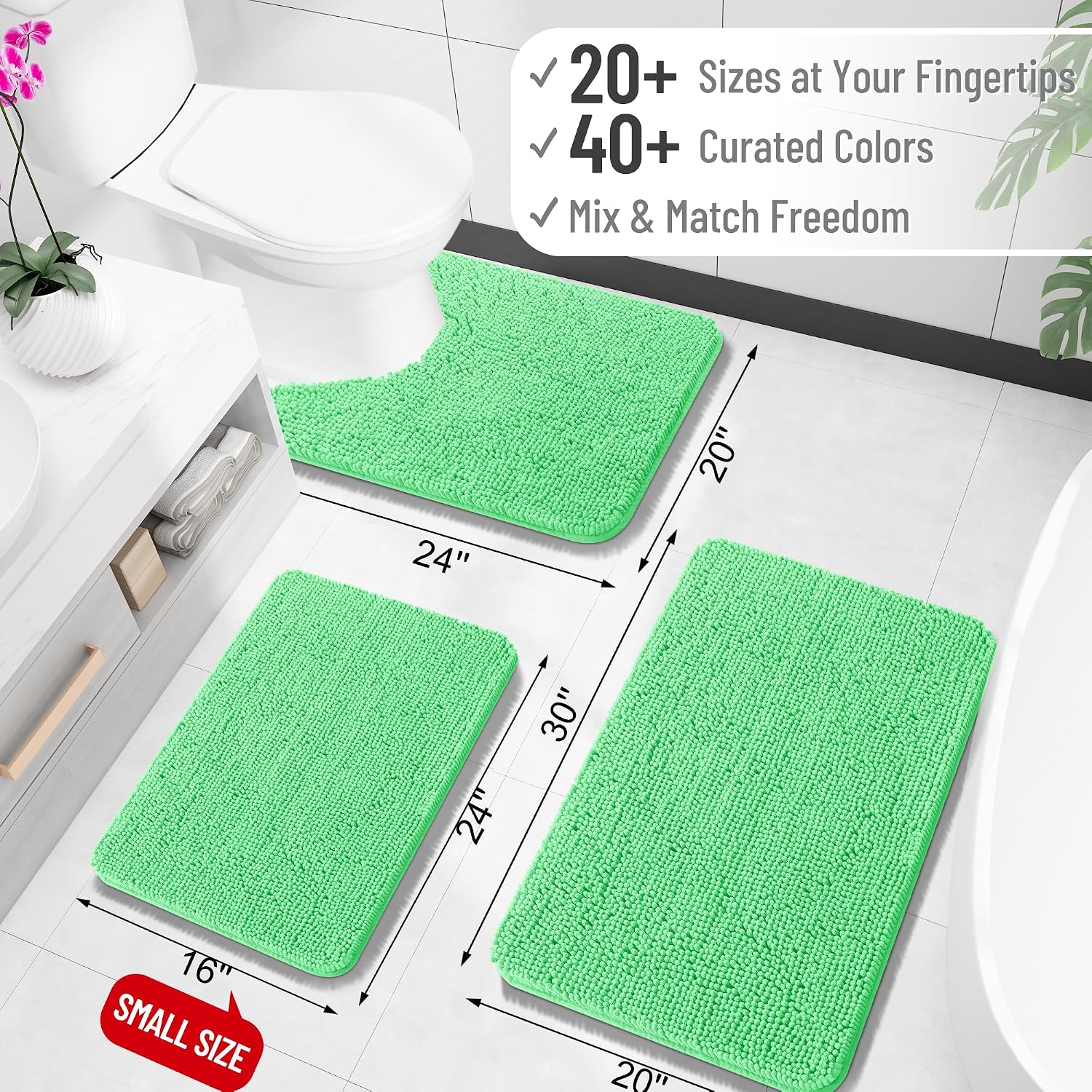 OLANLY Bathroom Rugs 34x21, Extra Soft Absorbent Chenille Bath Rugs