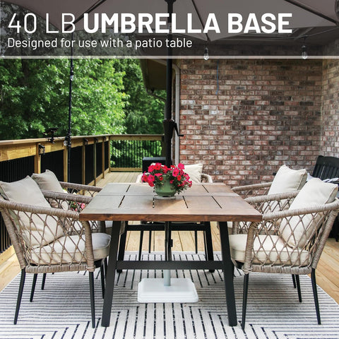 US Weight 40lb Outdoor Umbrella Base - Use with Patio Table - White