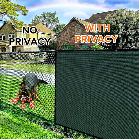 3'X10' Fence Privacy Screen Heavy Duty 170 GSM Windscreen & Dustproof Fabric Privacy Screen Covering Mesh Fencing for Outdoor Patio, Balcony, Pool Deck, Dark Green