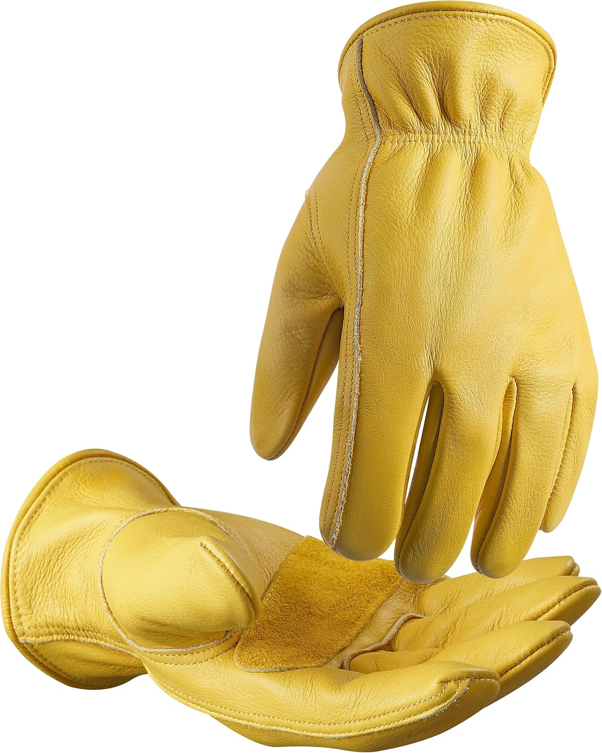 DULFINE Cowhide Leather Gardening Work Gloves for Men 1/3/12 Pairs