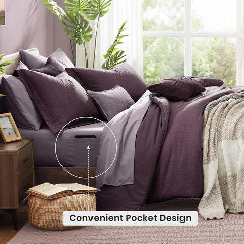Monbix Full Size Comforter Set 7 Pieces Italian Plum Bed in a Bag