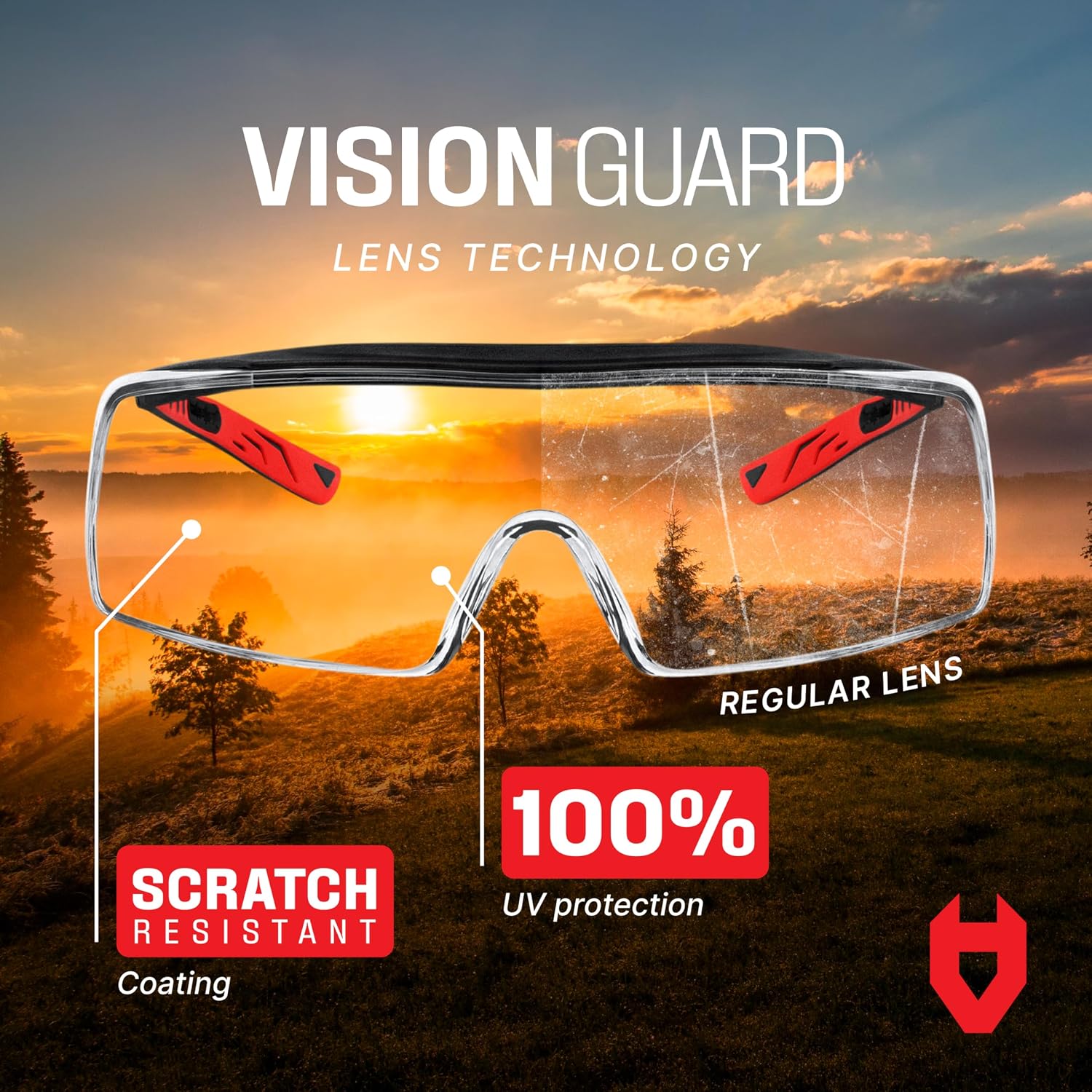 NoCry Safety Glasses Over Eyeglasses for Men and Women with Anti Scratch Lenses and Integrated Side Shields — Adjustable Temples with Anti-Slip Tips — 100% UV Protective Eyewear — ANSI Z87 (10-pack)