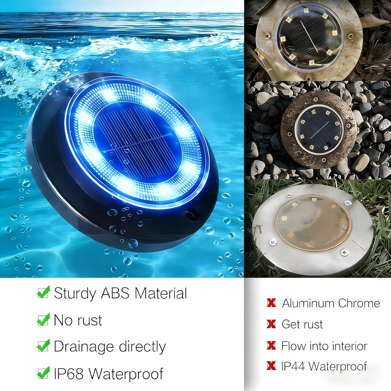 Flacchi Solar Lights Outdoor Waterproof，Blue 12 Pack 2-in-1 Ground Lights