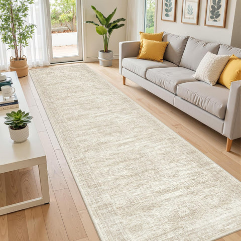 2x12 Runner Rug Non Slip,Washable Hallway Runner Rug,Beige