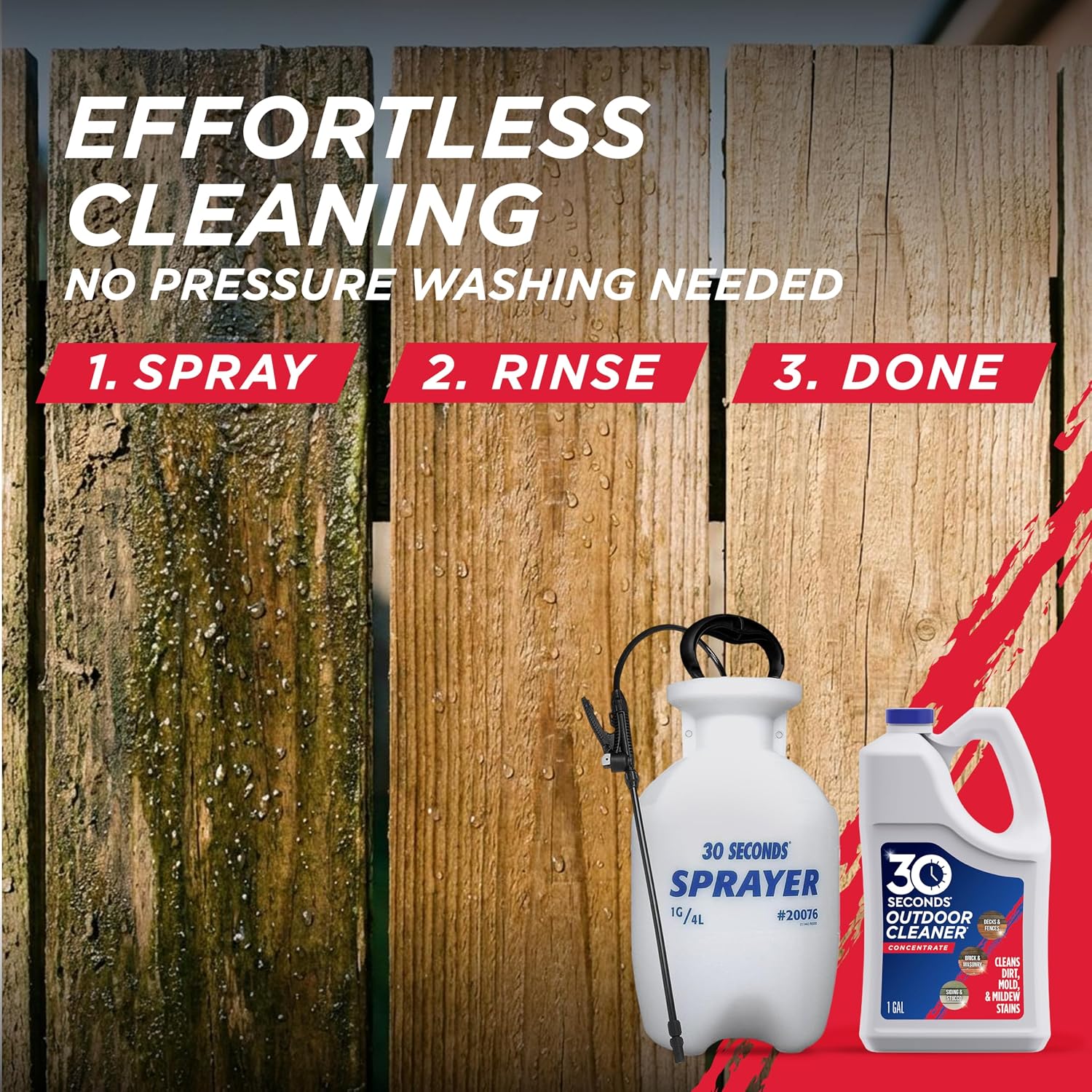 30 SECONDS Outdoor Cleaner Dirt,Mold & Mildew Cleaner & Stain Remover Concentrate | 1 Gallon