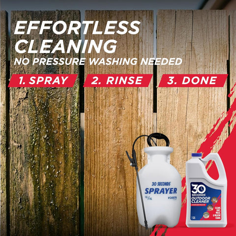 30 SECONDS Outdoor Cleaner Dirt,Mold & Mildew Cleaner & Stain Remover Concentrate | 1 Gallon