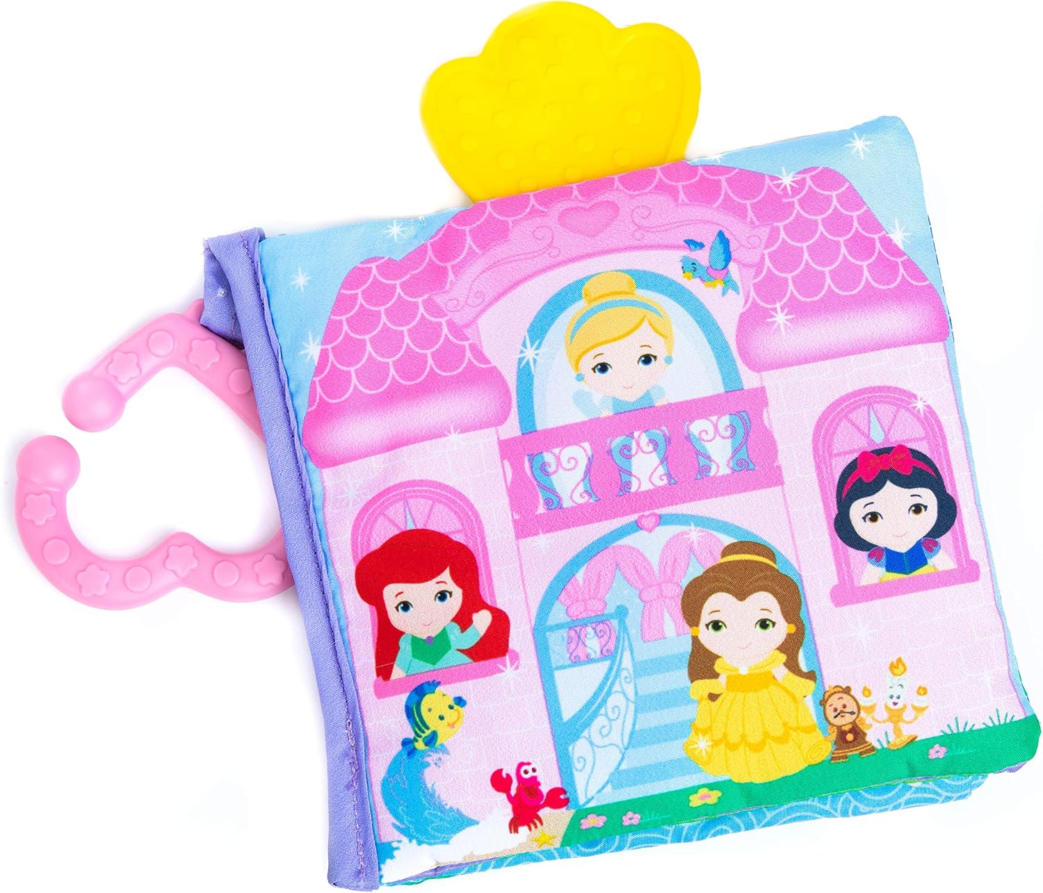 KIDS PREFERRED Disney Baby - Disney Princess Soft Book with Teether Toy & Crinke Pages - Picture Book for Newborns