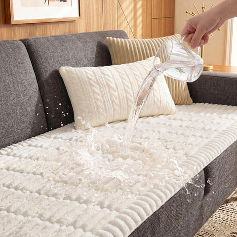 Fixwal Waterproof Flannel Dog Couch Cover, 27.6" x 59", White