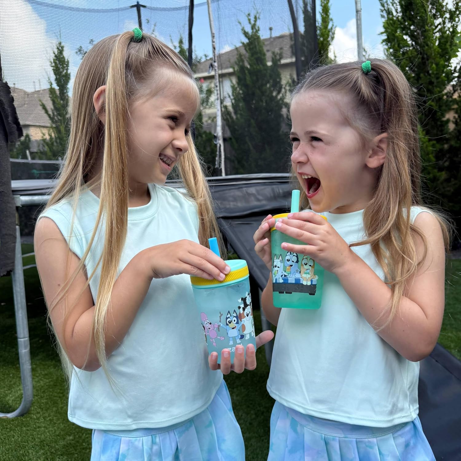 Zak Designs Bluey Kelso Toddler Cups For Travel or At Home, 15oz 2-Pack Durable Plastic Sippy Cups With Leak-Proof Design is Perfect For Kids (Bluey & Friends)