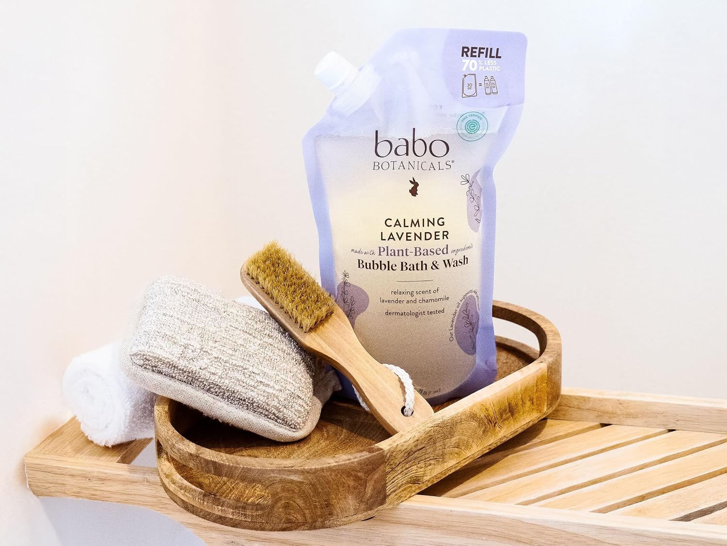 BABO Botanicals Calming Lavender 2-in-1 Bubble Bath & Wash - Relaxing Chamomile & Lavender - EWG Verified- Vegan- for All Ages- Scented with Lavender Essential Oil