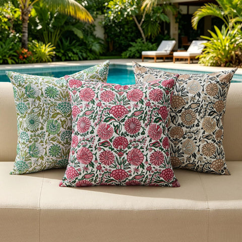 Allorry Outdoor Waterproof Pillow Covers 18x18 Brown Floral Outdoor Decor
