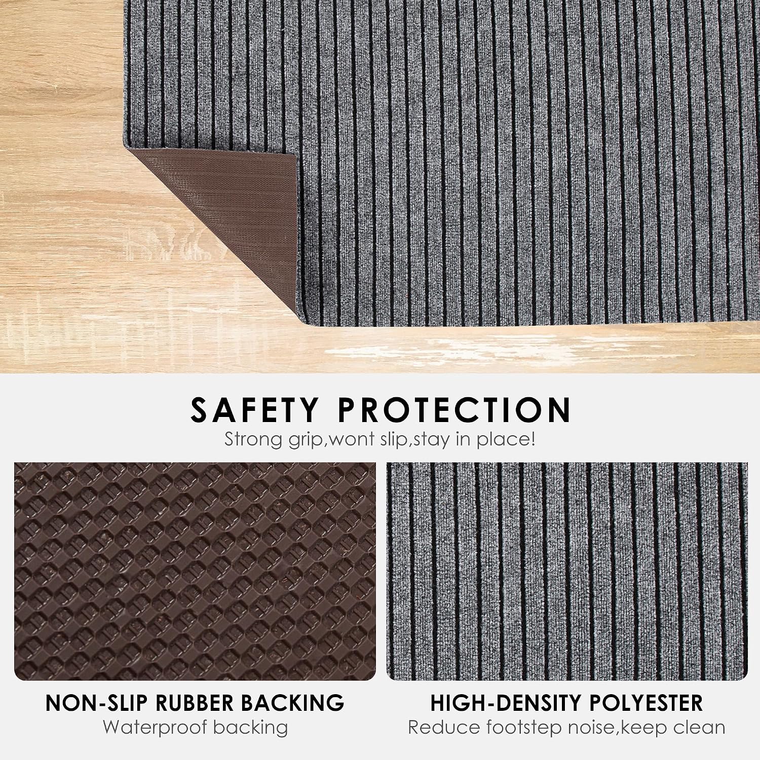 koloko 4ft x 8ft Runner Rug Non-Slip Outdoor Indoor Carpet Runner Custom Size Floor Runners Area Rugs Mat with Rubber Backing for Hallway Entryway Balcony Patio Kitchen Garage Stair Laundry