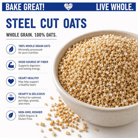 Great River Milling Organic Steel Cut Oats, Whole Grain, 25 lb