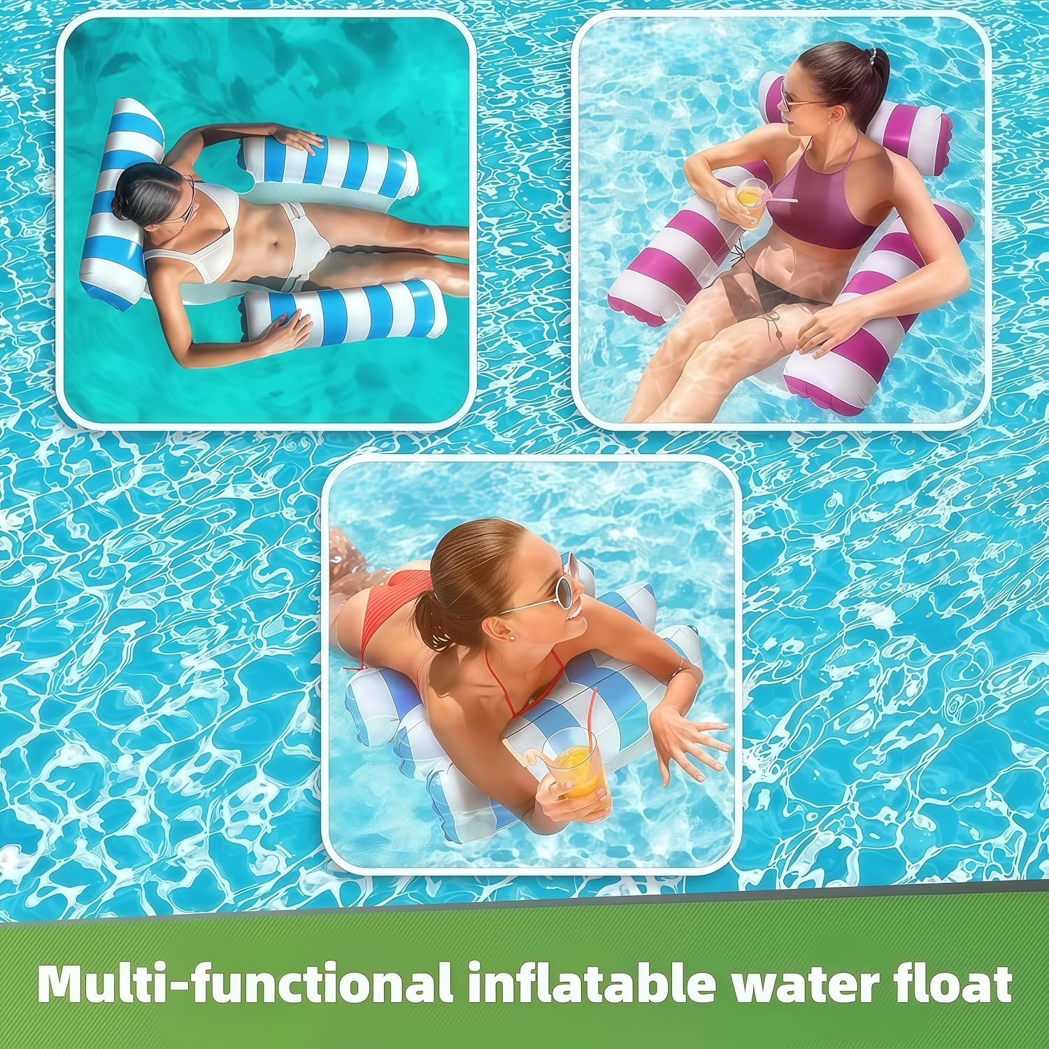 3 Pack 300 LB Pool Floats,Inflatable Pool Float Chair for Adults Swim Floating Party Vacation Fun and Rest