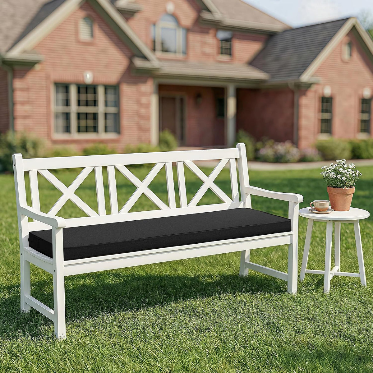 Outdoor Bench Cushion, 48 x 16 Inch, Black