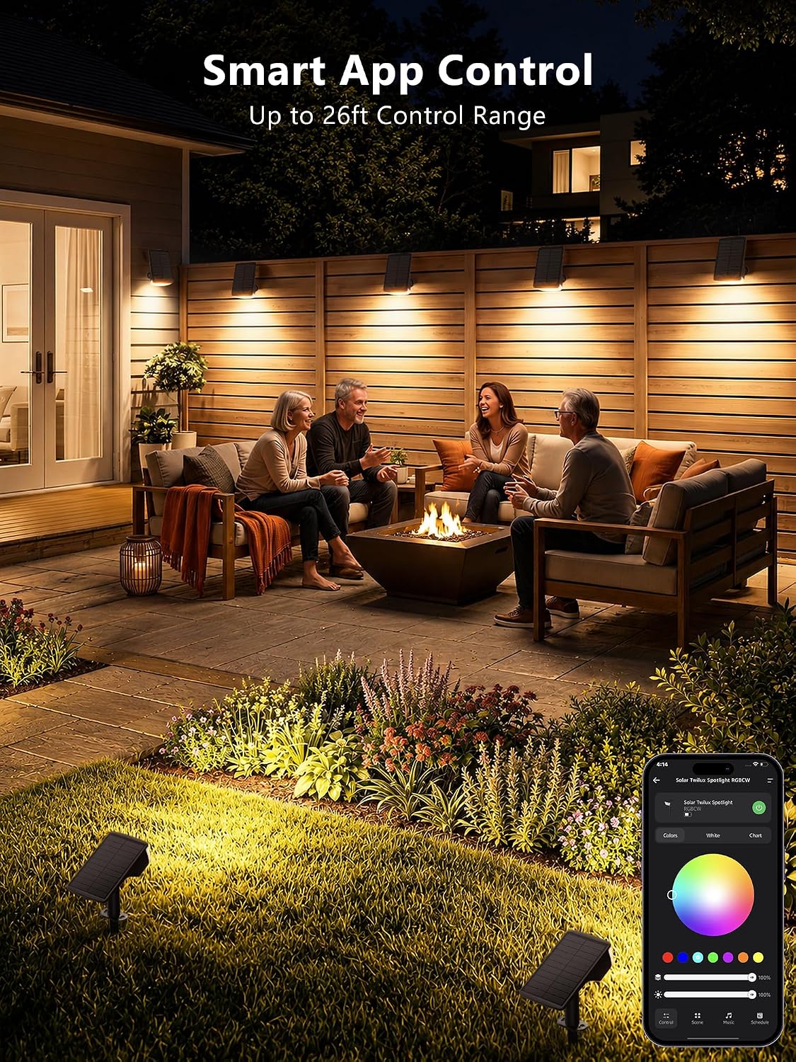 Brizled Solar Halloween Spotlight Outdoor, Smart LED Landscape Light, RGBCW