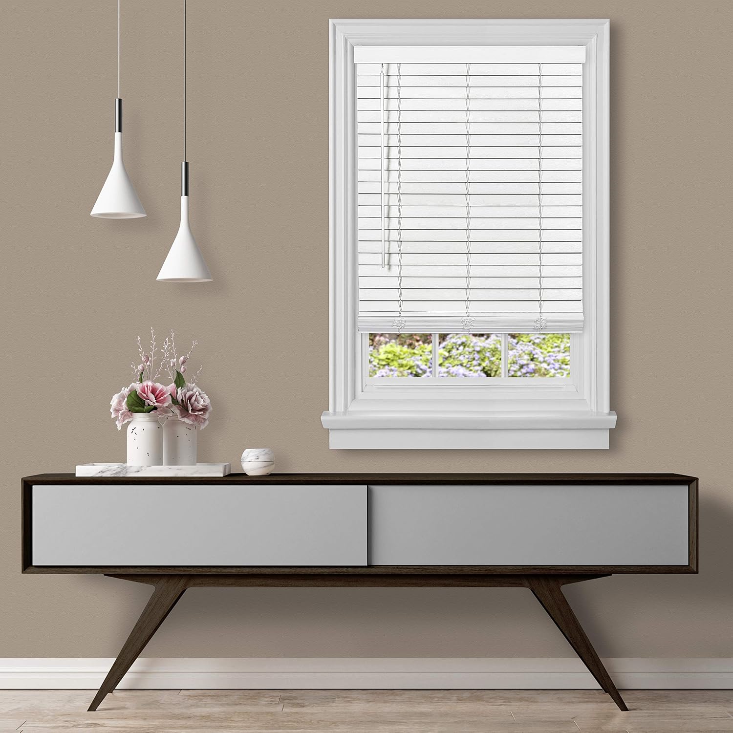 Cordless Room Darkening Plantation Blind, 35 x 64 in, White, Faux Wood