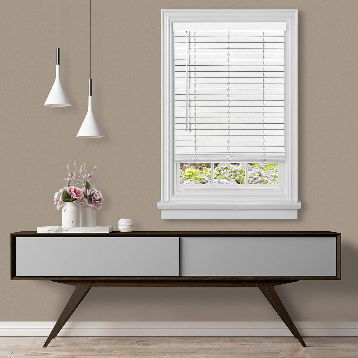 Cordless Room Darkening Plantation Blind, 35 x 64 in, White, Faux Wood