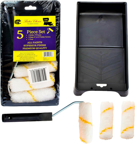 Bates- Paint Tray Set, Paint Roller Kit, 11 pcs, 9" & 4" Rollers, Small Roller, Trays & Covers for House Painting Supplies