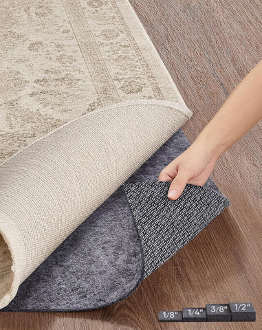 Veken Non Slip Cushioned Rug Pad Gripper, Felt and Silicone Backing, Carpet Liner Protector Mat for Area Rugs and Hardwood Floors, Keep Rugs Safe and in Place, 2 x 3 Ft 1/8 inch Thick