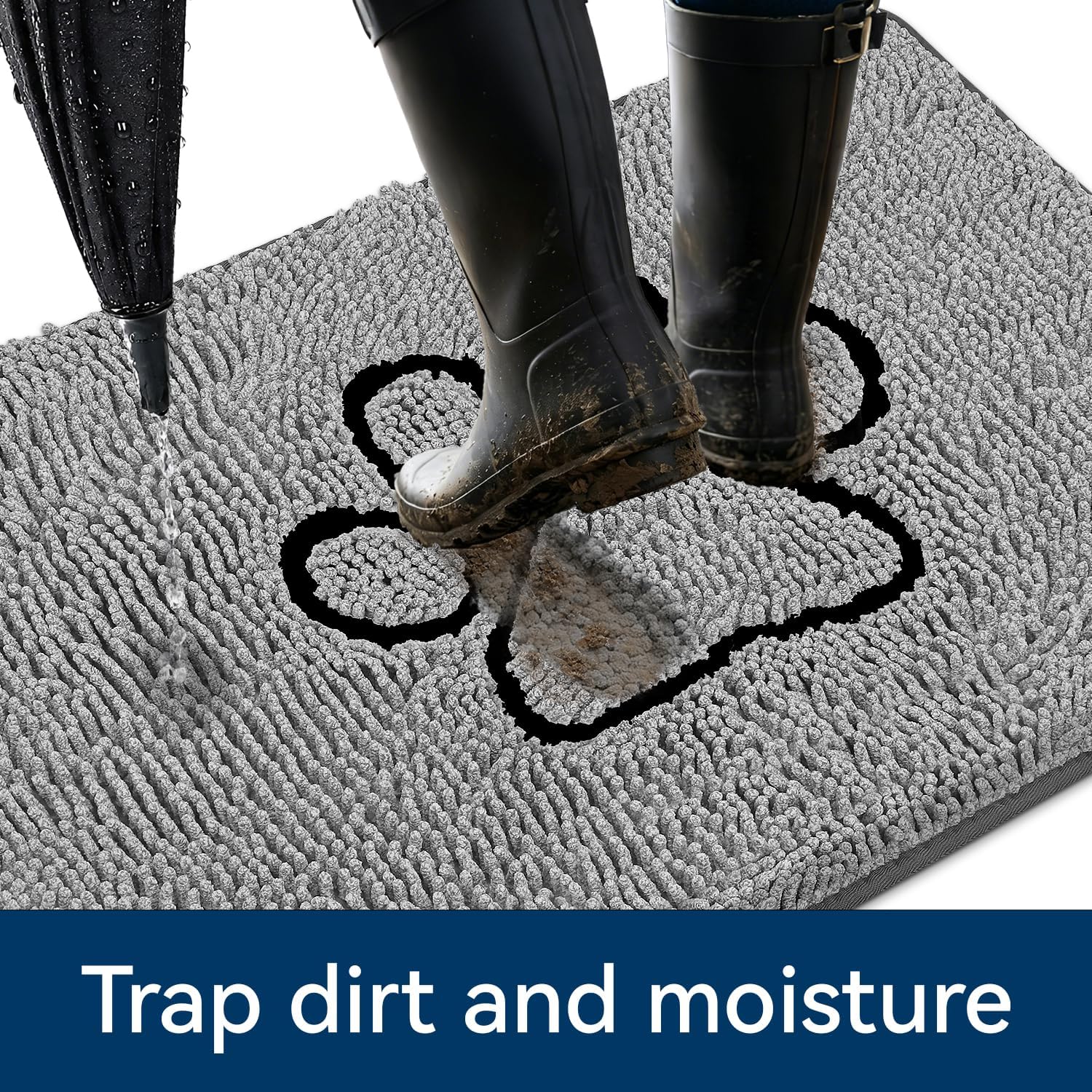 Bcoimo Super Absorbent Dog Door Mat, 36"*24" Anti Slip Mat for Muddy Paws