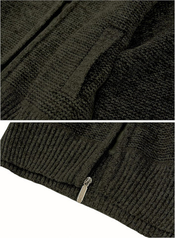 Gioberti Men's Knitted Regular Fit Full Zip Cardigan Sweater with Soft Brushed Flannel Lining.