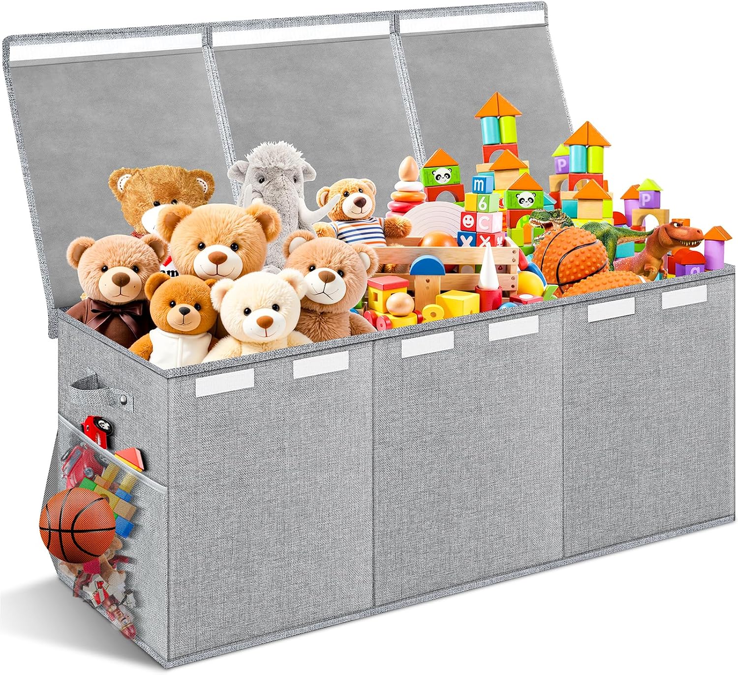 Extra Large Toy Box with Lids, Collapsible Storage Bin, 38"x16"x14",Gray
