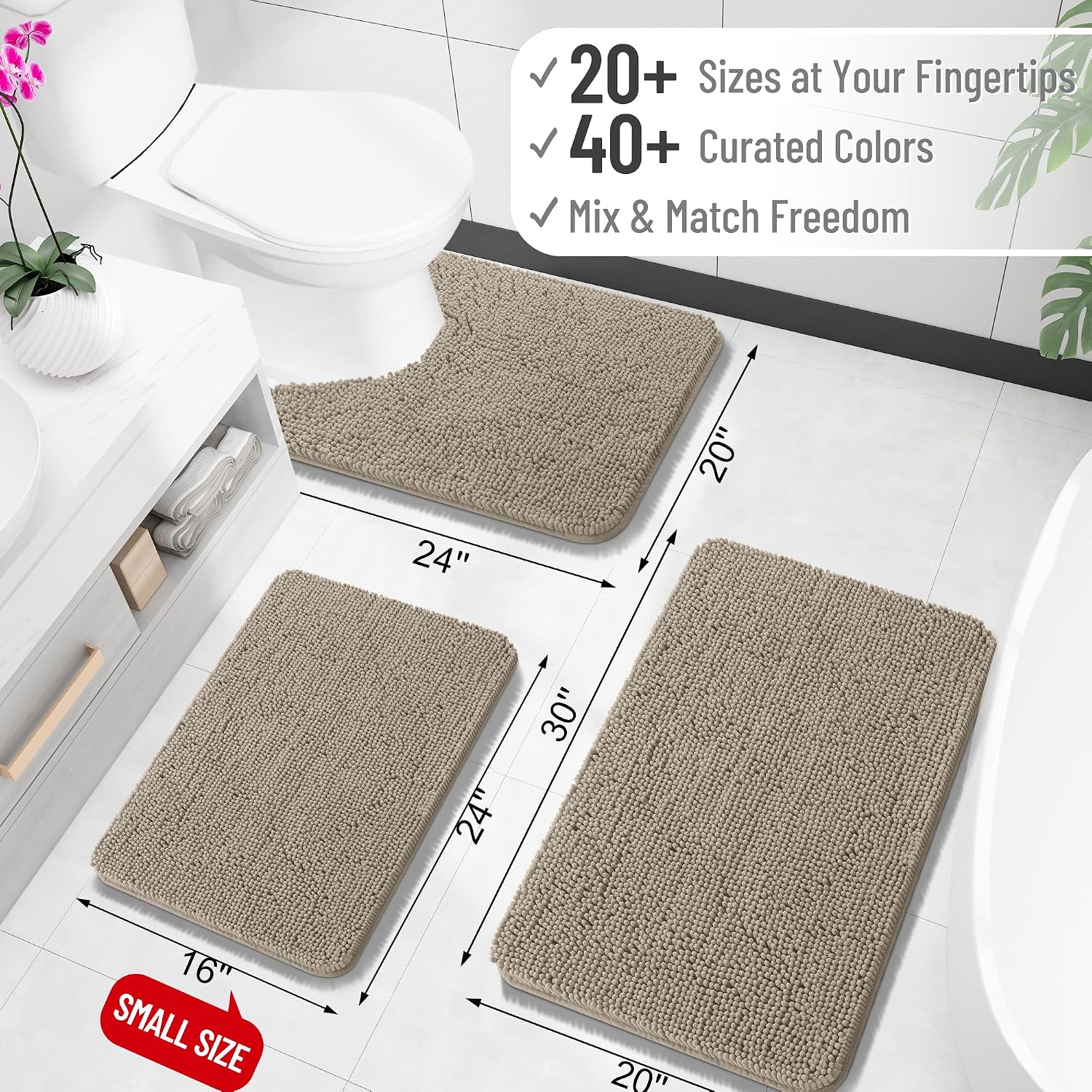 OLANLY Bathroom Rugs 34x21, Extra Soft Absorbent Chenille Bath Rugs