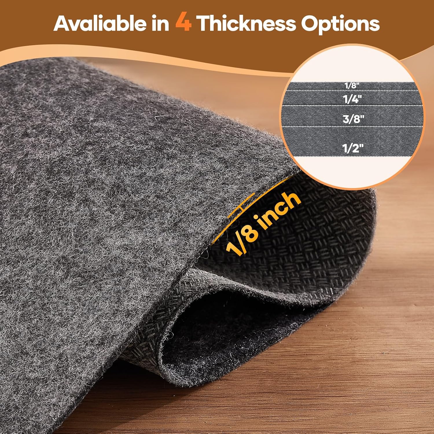 Veken Non Slip Cushioned Rug Pad Gripper, Felt and Silicone Backing, Carpet Liner Protector Mat for Area Rugs and Hardwood Floors, Keep Rugs Safe and in Place, 2 x 3 Ft 1/8 inch Thick
