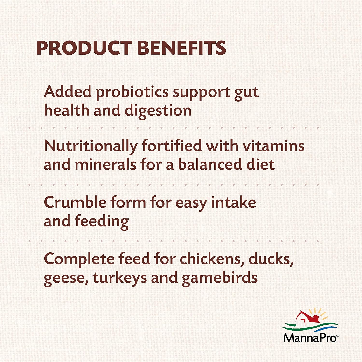 Manna Pro All Flock Crumbles with Probiotics, Chicken & Duck Food, 8 lb Bag