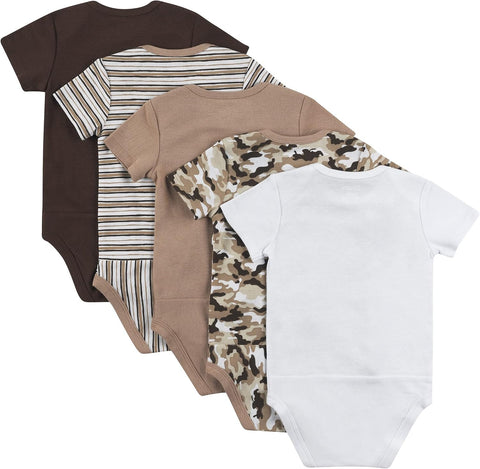Hanes Baby Bodysuits, Ultimate Flexy Short Sleeve for Boys & Girls, 5-Pack
