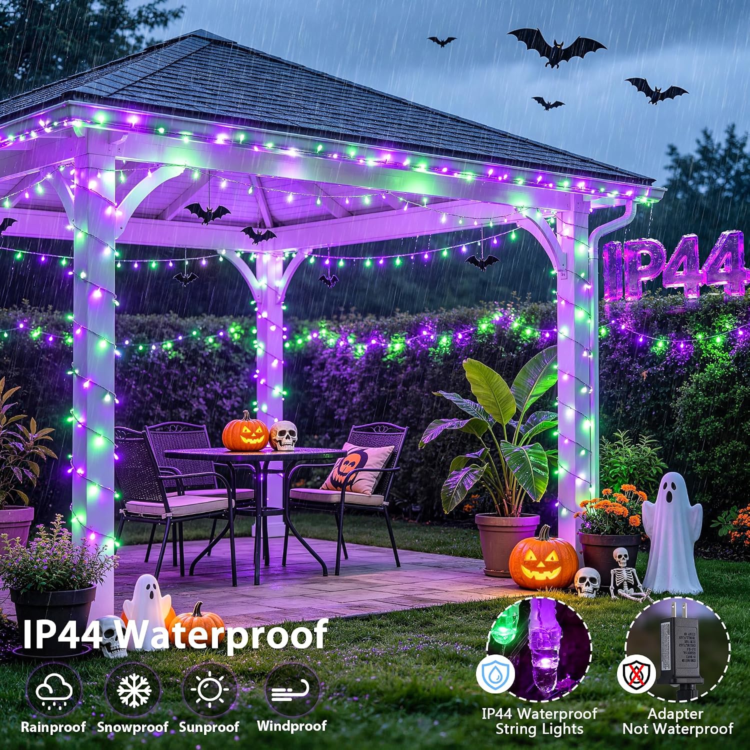 JMEXSUSS 600 LED Purple Green String Lights Plug in Indoor Outdoor