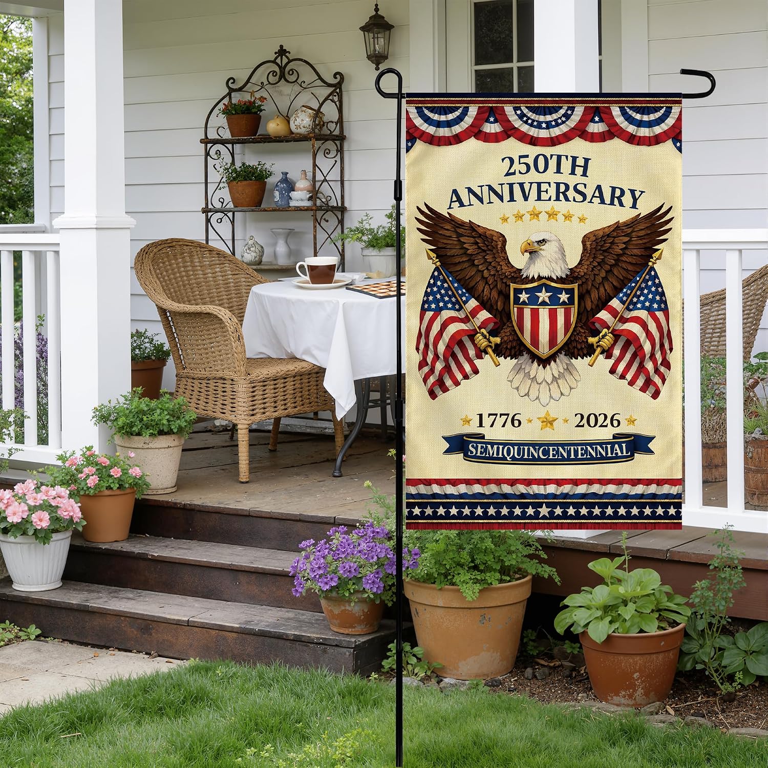 4th of July Decorations - 250th Anniversary Garden Flag | Fourth of July Decor Patriotic USA Banner,1776-2026 America Merchandise Accessories for Garden Yard Porch Patio Lawn Outdoor Outside