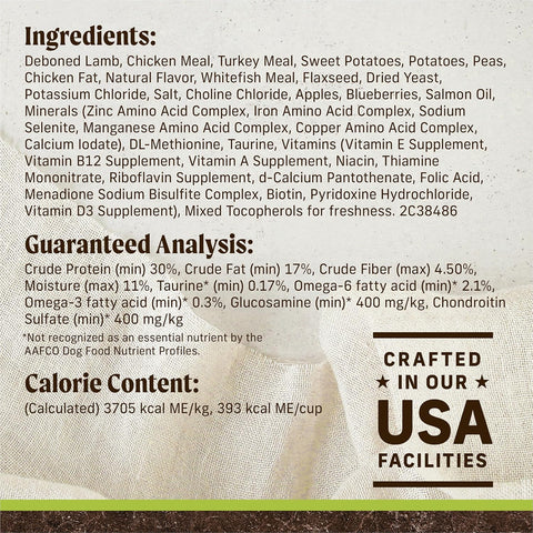 Merrick Grain Free Natural Lamb Sweet Potato Dry Adult Dog Food 22lb Bag