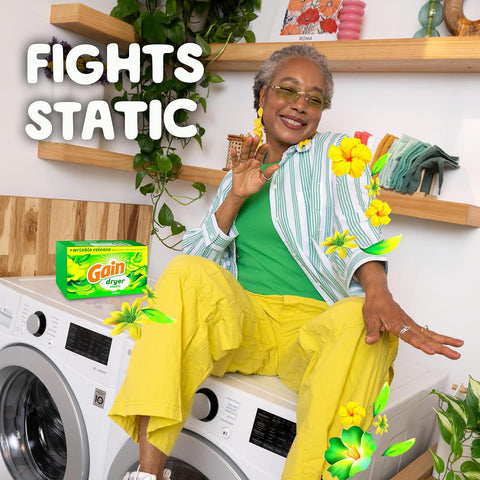 Gain dryer sheets Plus Wrinkle Release, Original Scent, 120 Count, Fights static with a touch of scent, laundry sheets