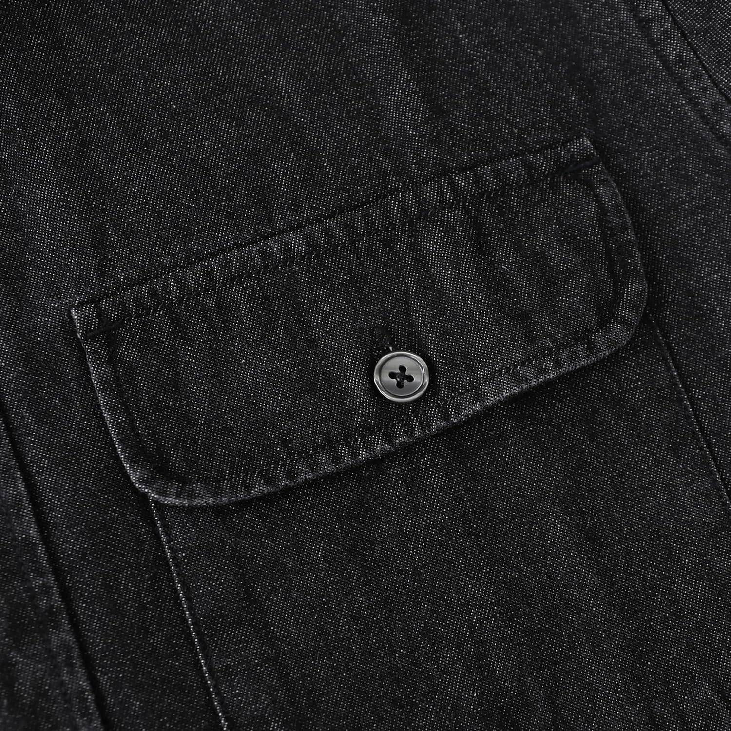Dubinik® 8.8 oz Denim Shirt Men Mens Cowboy Shirts Button Down Long Sleeve