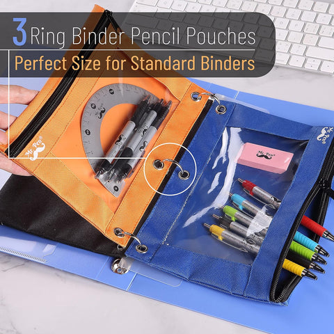 Mr. Pen- Pencil Pouch for 3 Ring Binder, 2 Pack, 10"x6.75", Smooth Zipper