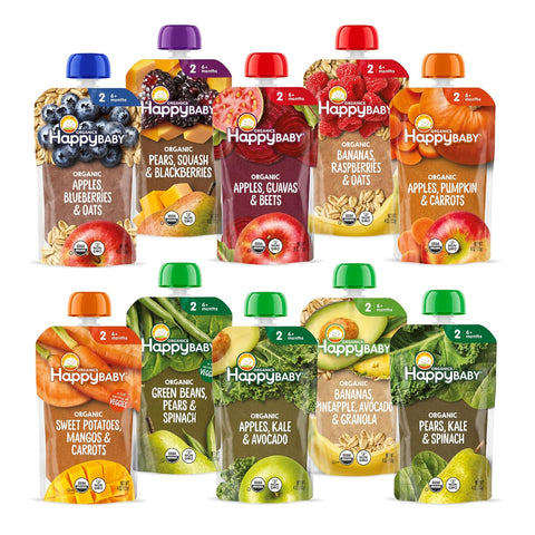 HAPPY BABY Clearly Crafted, Stage 2, Fruit & Veggie Variety Pack, 4oz (10)