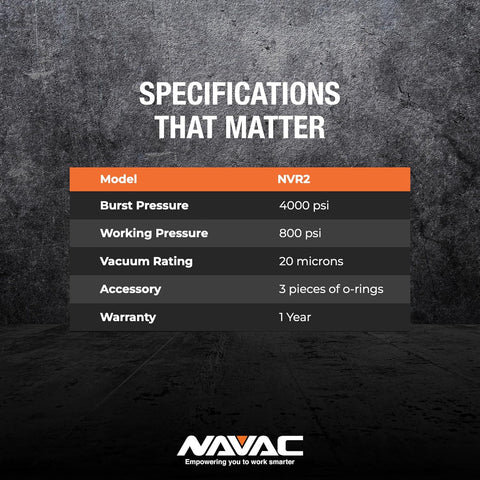 NAVAC NVR2 Valve Core Removal Tool - 1/4 & 5/16 in, 20 Micron Rated