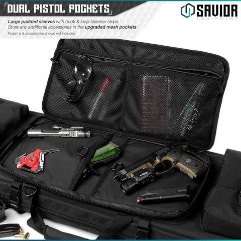 Savior Equipment Urban Warfare Tactical Double Long Gun Bag Case Backpack w/Pistol Handgun