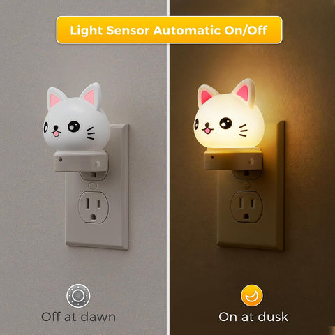 L LOHAS LED Plug in Night Light for Kids, 3D Cute Cat Night Lights